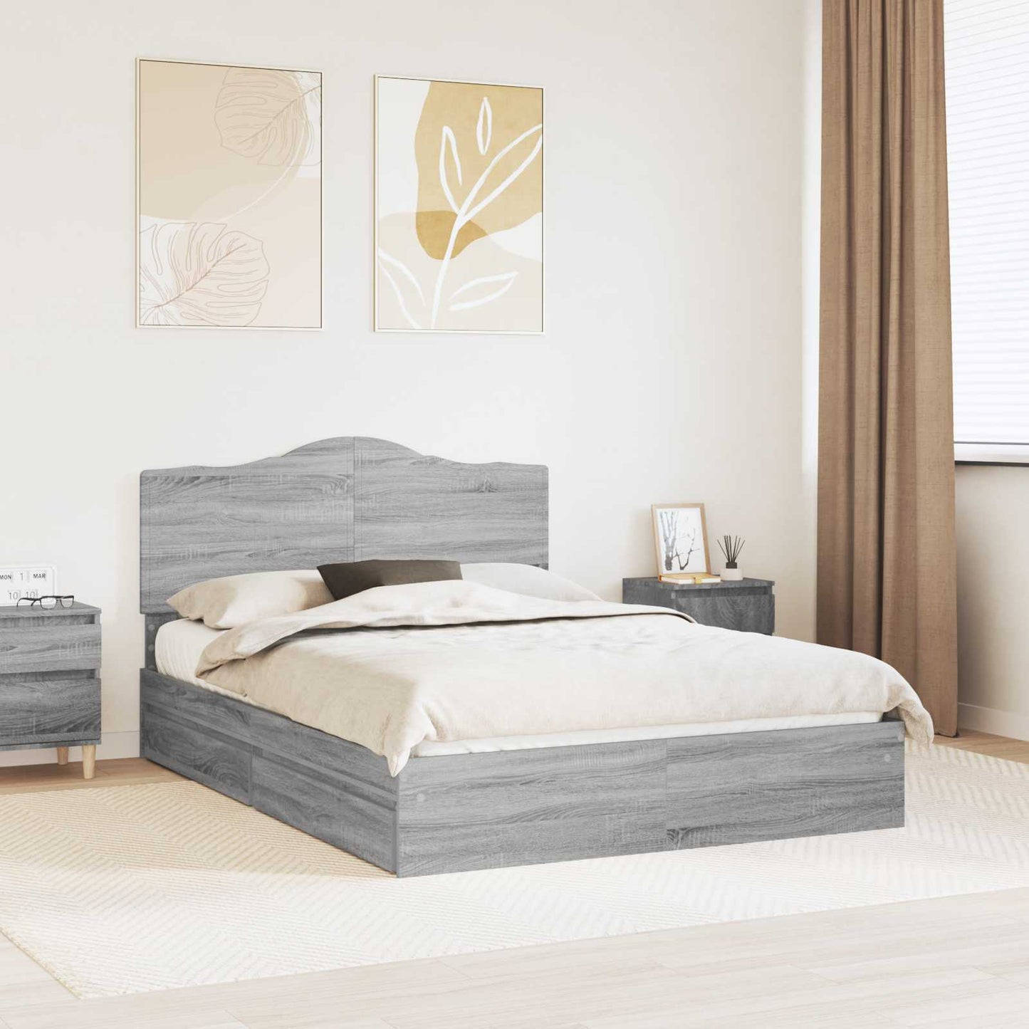 JUNG Vida Aufbewahrungsbett Graues Sonoma 160 x 200 cm Holzwerkstoff