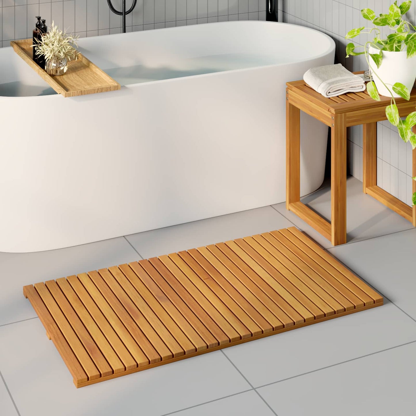 JUNG Vida Badematte Uni Braun 100 x 55 cm Holz