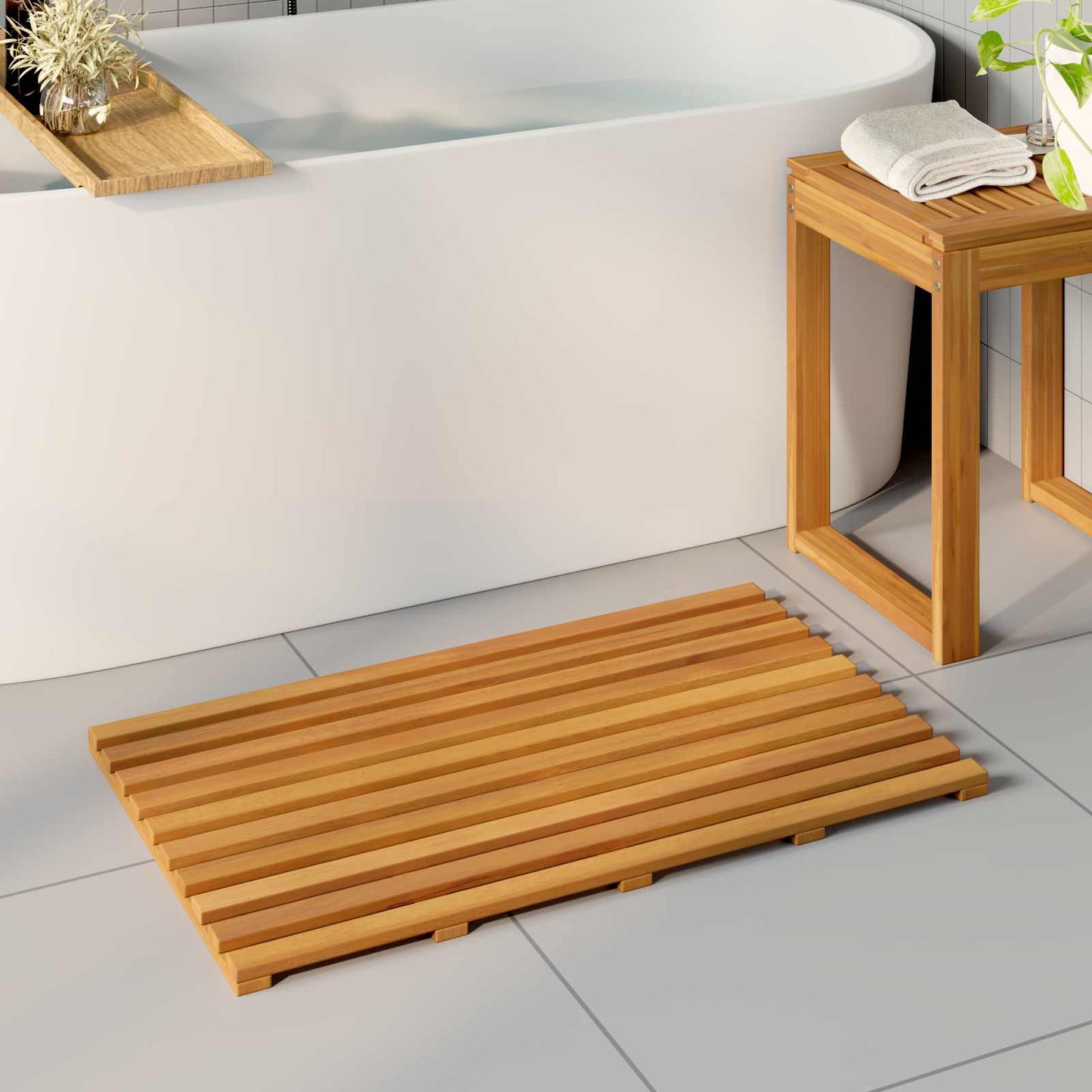 JUNG Vida Badematte Uni Braun 100 x 53 cm Holz
