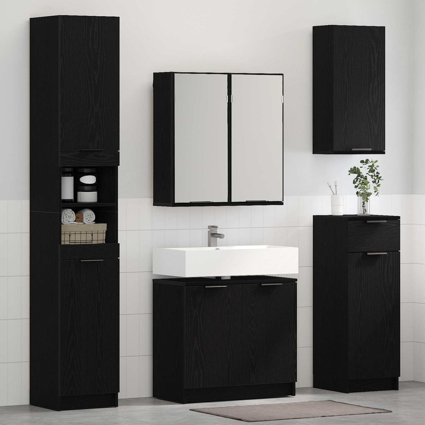 JUNG Vida Badezimmermöbel-Set 3 pcs Schwarz Eichen-Optik Holzwerkstoff