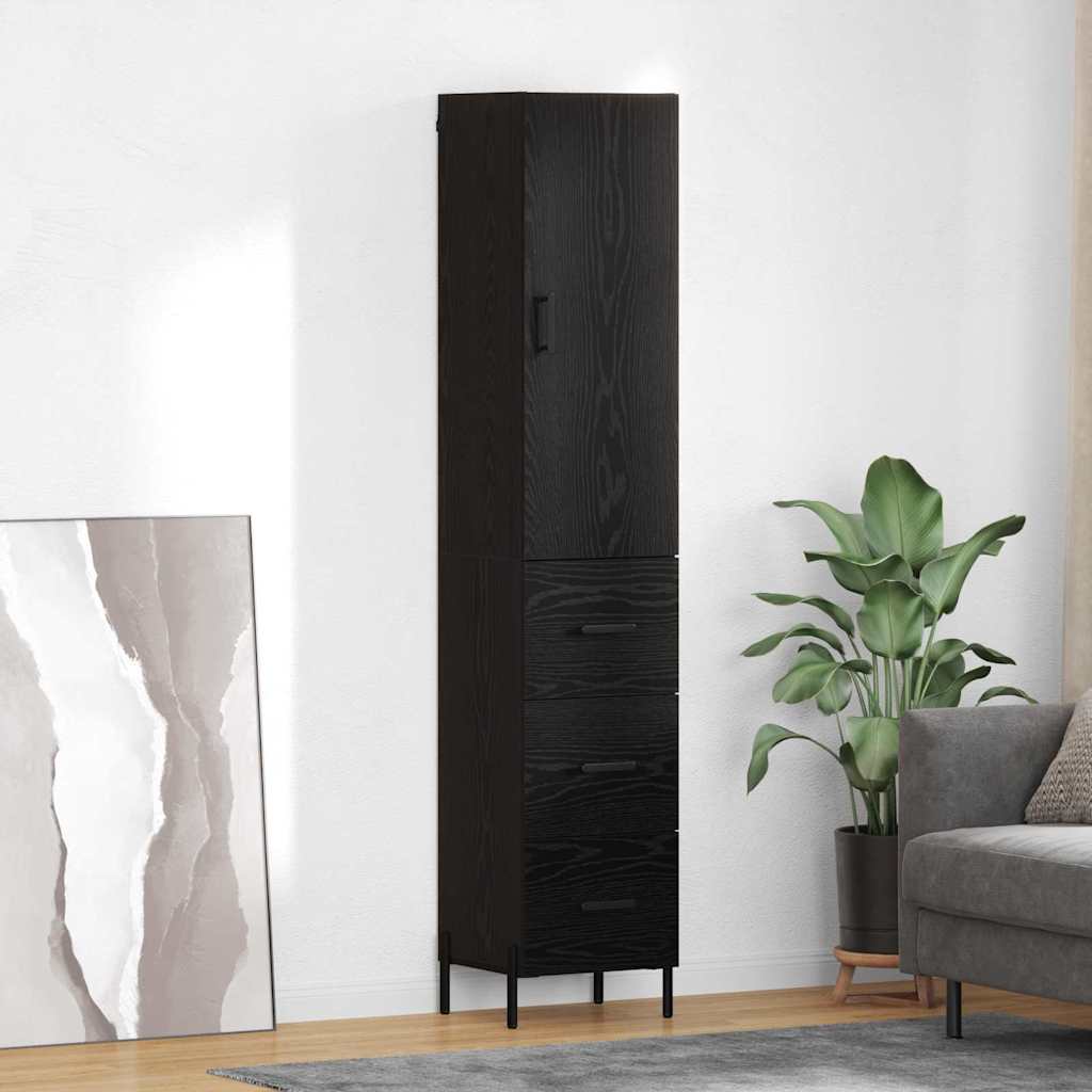 JUNG Vida Highboard Schwarz Eichen-Optik 34,5 x 34 x 180 cm Holzwerkstoff