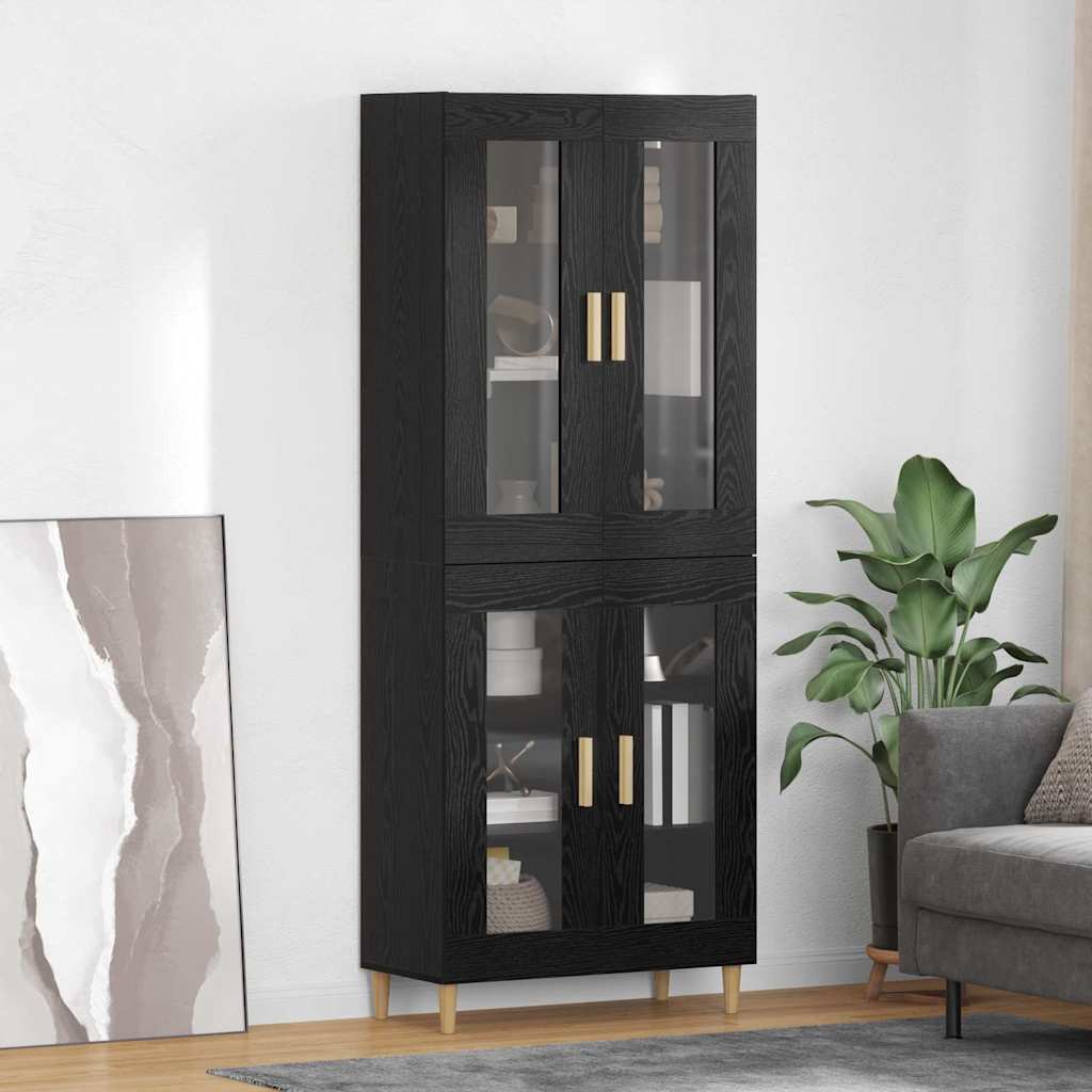 JUNG Vida Highboard Schwarz Eichen-Optik 69,5 x 34 x 180 cm Holzwerkstoff