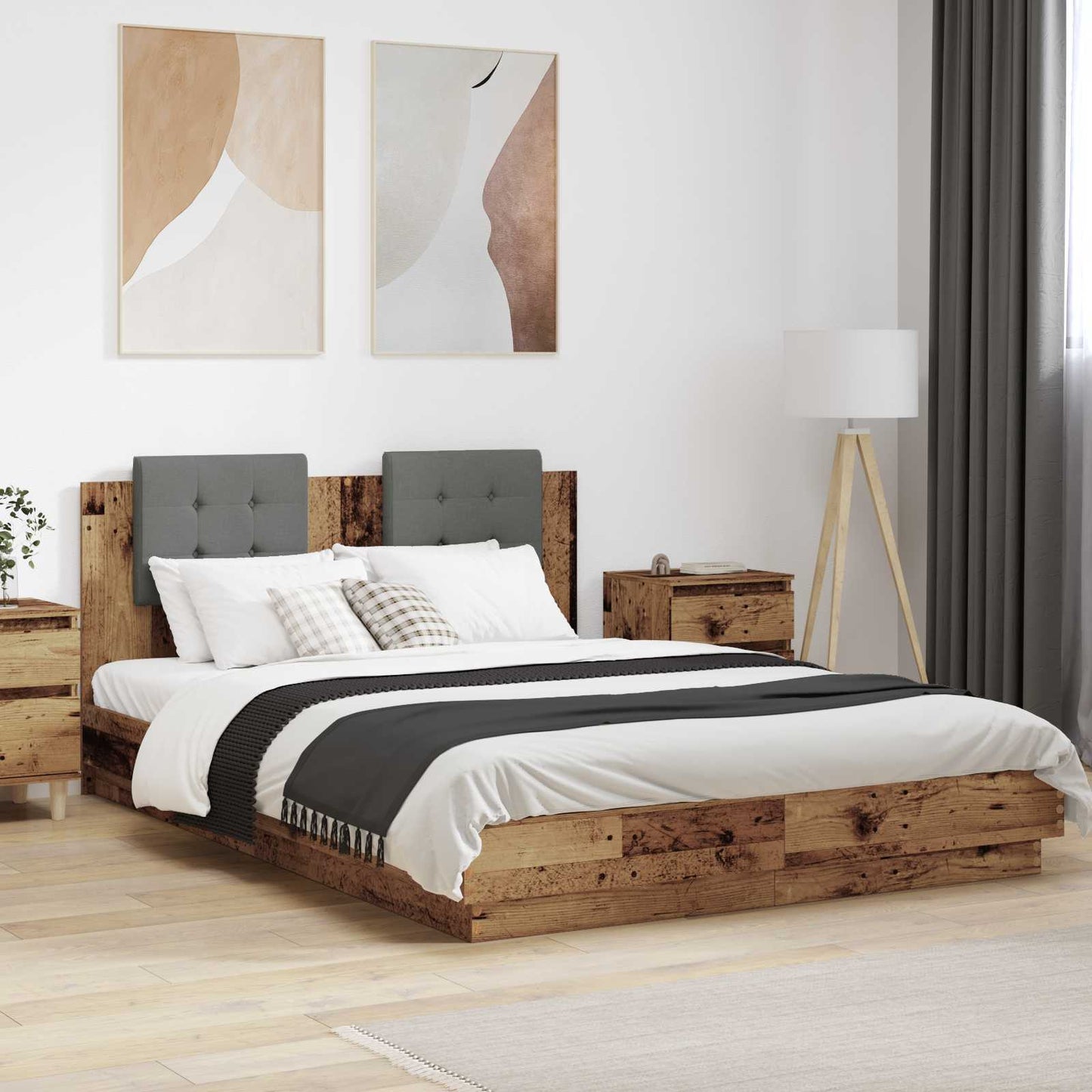JUNG Vida Bettgestell mit Kopfteil Altholz 120 x 200 cm Holzwerkstoff