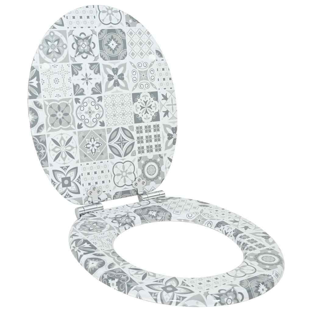 JUNG Vida Toilettensitz Blau und Weiß Porzellan 44 x 38 cm MDF-Platte