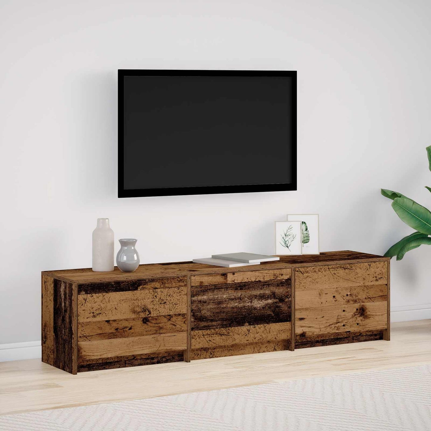 JUNG Vida TV-Schränk mit LED Altholz 165 x 34 x 40 cm Holzwerkstoff