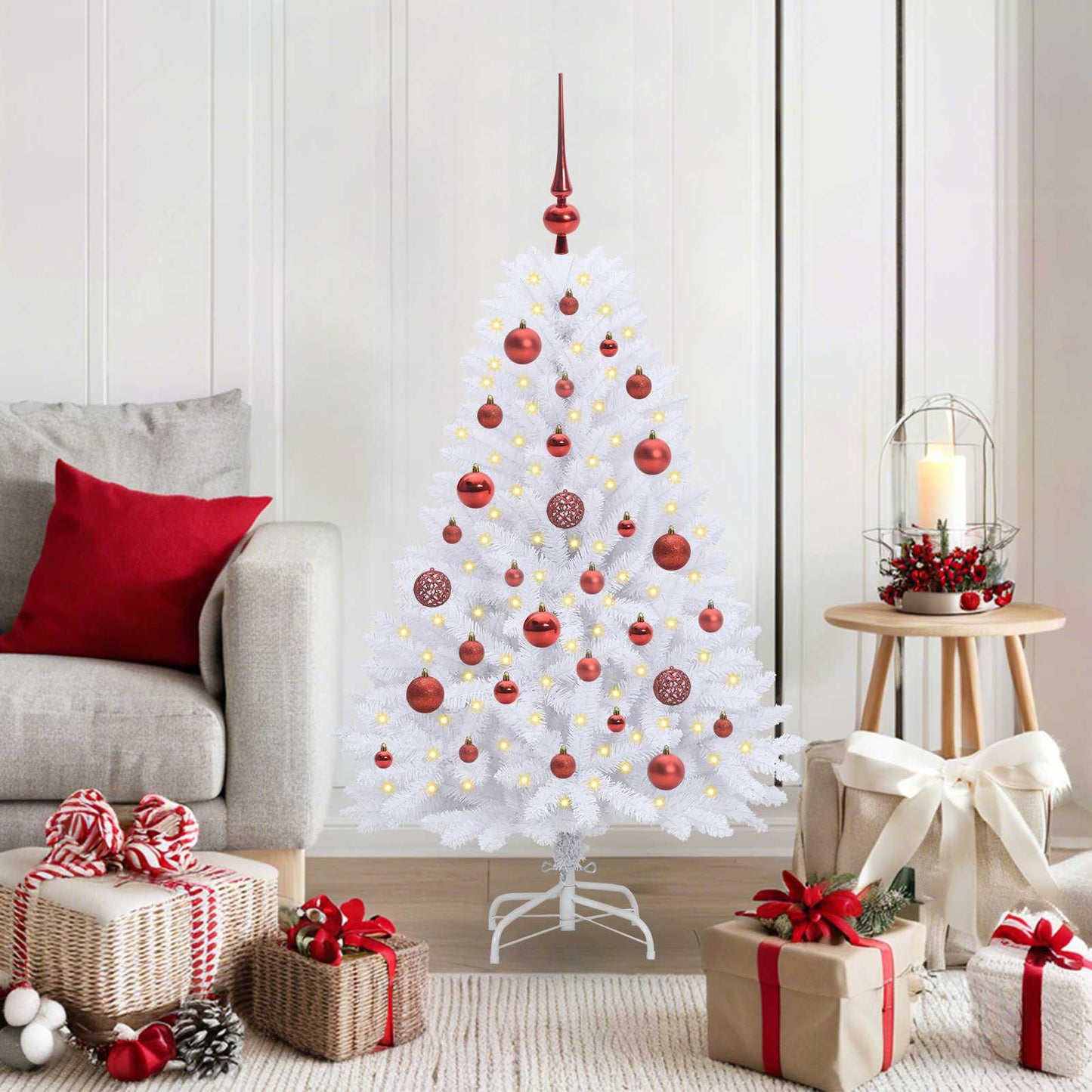 JUNG Vida Künstlicher klappbarer Weihnachtsbaum Weiß 120 cm PVC und Stahl