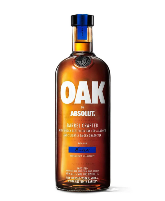 Absolut Vodka Oak 1L mit Fasslagerung, klassischer Schraubverschluss, handverlesene Eichenholz-Infusion, dunkel-goldene Limited Edition, intensiver Geschmack, exklusive Spirituose,Wodka 40% Vol.