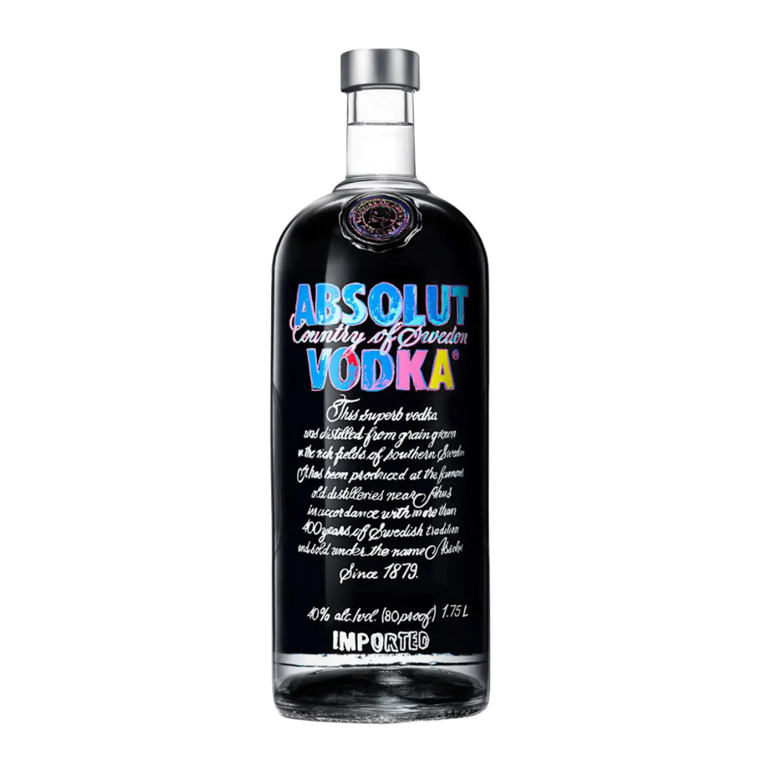Absolut Vodka Warhol 1,75L - Limited Pop Art Edition 2014 – Große Künstlerflasche mit Andy Warhol Design – Sammler Wodka Großformat 1,75L mit Original Absolut Inhalt Schweden Vodka Edition