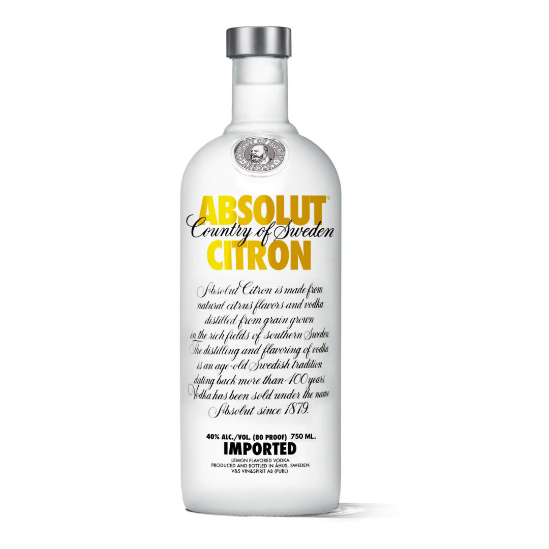 Absolut Citron Vodka 0,75L - 1988 Edition mit Thin Cap und Box – Zitronenaromatisierter Wodka – Historische Sammlerflasche mit Kultstatus und Cocktailklassiker-Zutat aus Schweden
