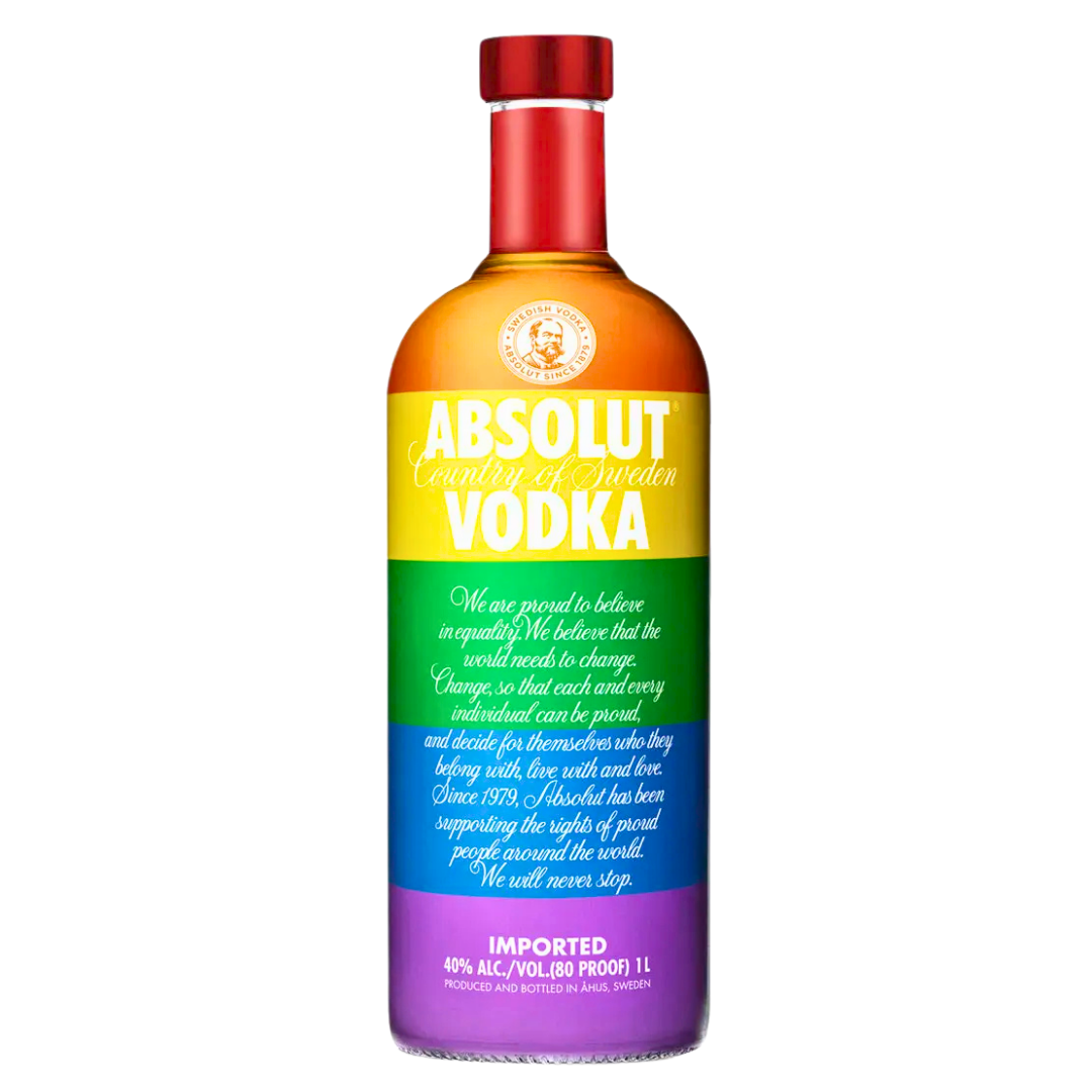 Absolut Vodka Colors 2 1L – (Spanische Banderole) Limited Edition 2015 mit Pride Design, LGBTQ Flaggenflasche, Sammler Wodka Original aus Schweden mit 40% Vol. – Künstlerflasche für Vielfalt & Gleichheit