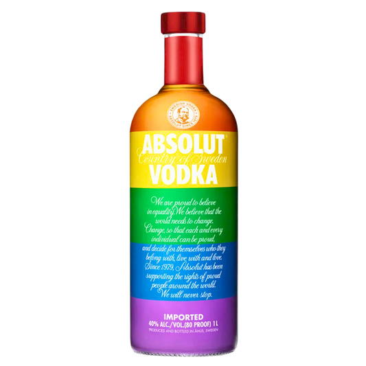 Absolut Vodka Colors 2 1L – (Spanische Banderole) Limited Edition 2015 mit Pride Design, LGBTQ Flaggenflasche, Sammler Wodka Original aus Schweden mit 40% Vol. – Künstlerflasche für Vielfalt & Gleichheit
