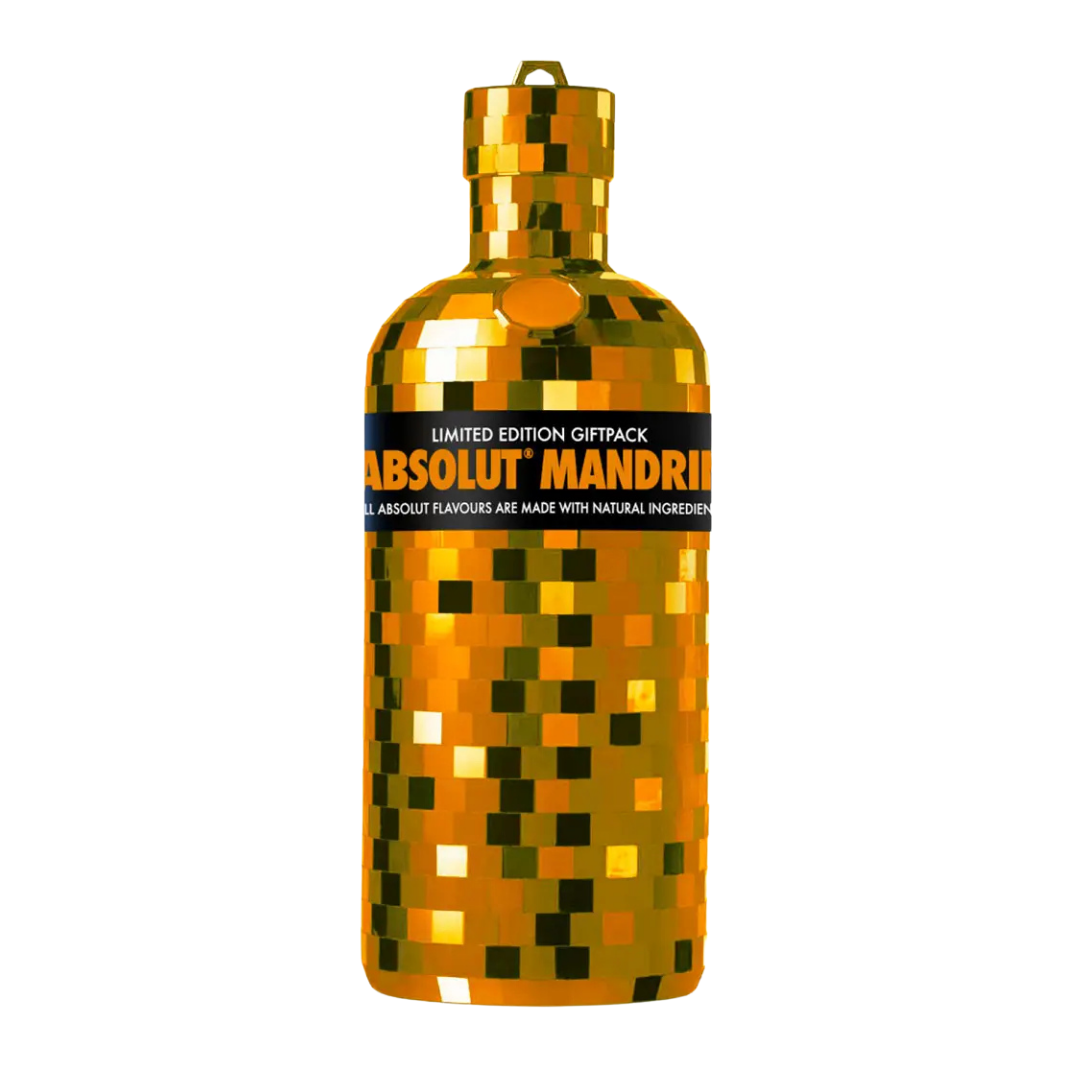 Absolut Disco Mandarin Vodka 0,75L in Spiegelkugel-Design – Leuchtend orange Geschenkverpackung als Discokugel – Limited Edition mit fruchtigem Wodka-Geschmack für Partys und Liebhaber