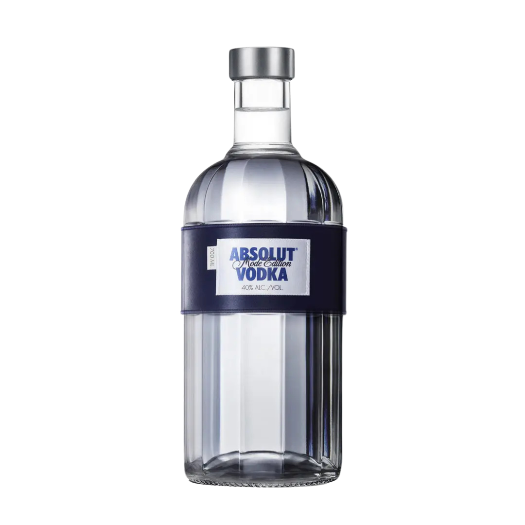 Absolut Vodka Mode 0,7L Designflasche mit zwölf Facetten und Mitternachtsblauer Seidenbanderole, Hochwertiger Klarer Absolut Wodka, Limited Edition 2011, Premium Flasche für Sammler & Genießer