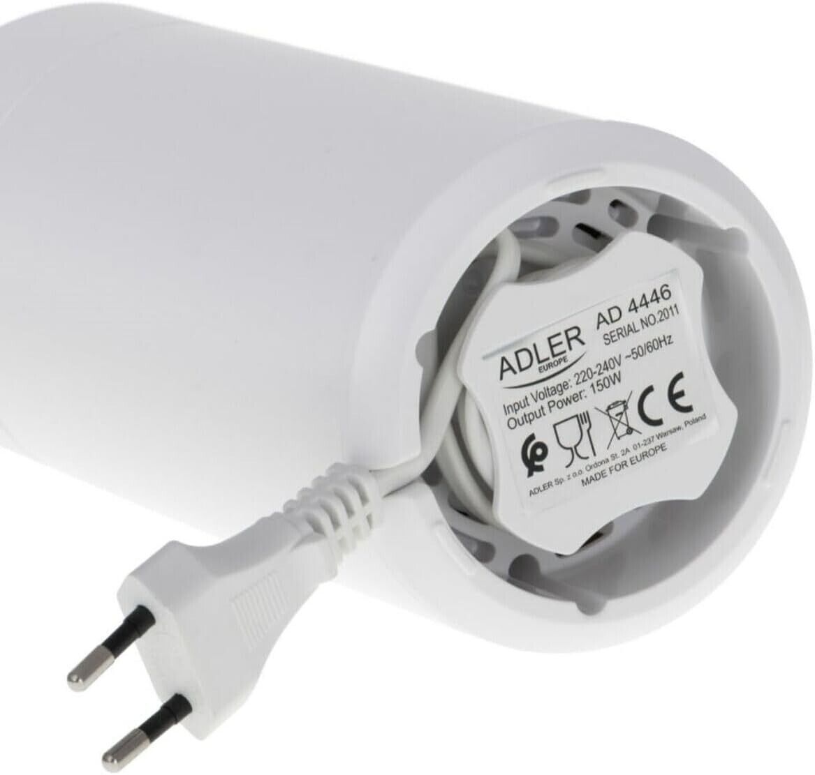 ADLER AD4446WG Kaffeemühle elektrisch 150W, Kaffeebohnenmühle Edelstahl, Kaffeemühle für Espresso Latte Mokka, einstellbarer Mahlgrad, 75g Füllmenge, Schlagmesser, Sicherheitsdeckel Weiß / Gold