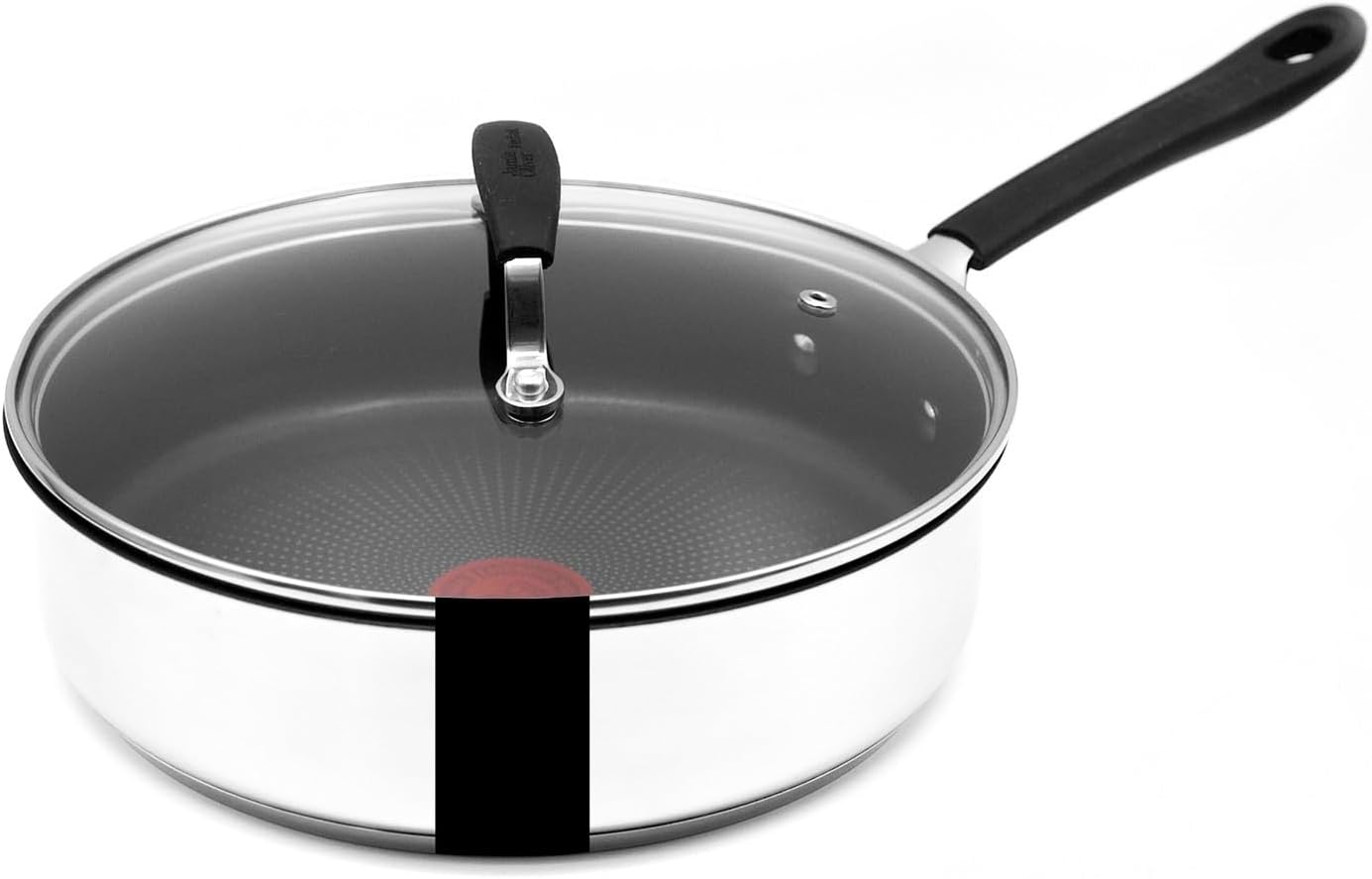 Tefal E3033344 Jamie Oliver Edelstahl Schmorpfanne 25 cm, Induktionskompatibel, Ofenfest, Titanbeschichtet, Spülmaschinenfest, Antihaftbeschichtung, Thermo-Signal Indikator, Edelstahlgriff, Schmorpfanne