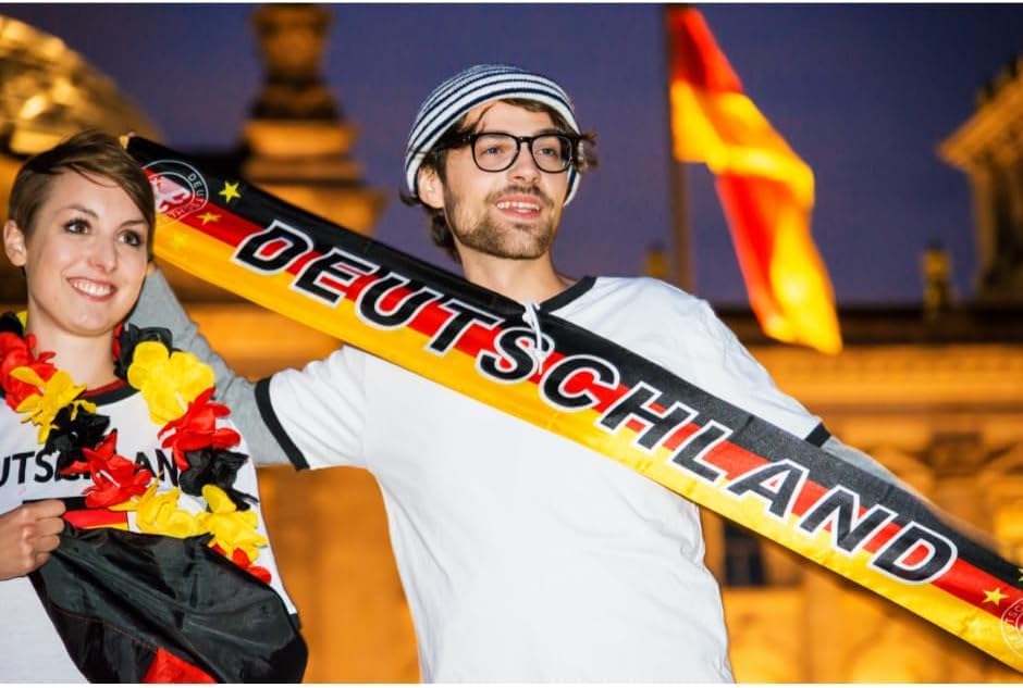 JUNG Deutschland Bandana Fanartikel EM 2024 Unisex Stirnband Halstuch Kopftuch Schwarz Rot Gold Flagge Baumwolle Polyester Fan Accessoire Fußball Männer Frauen Jugendliche Europa Support