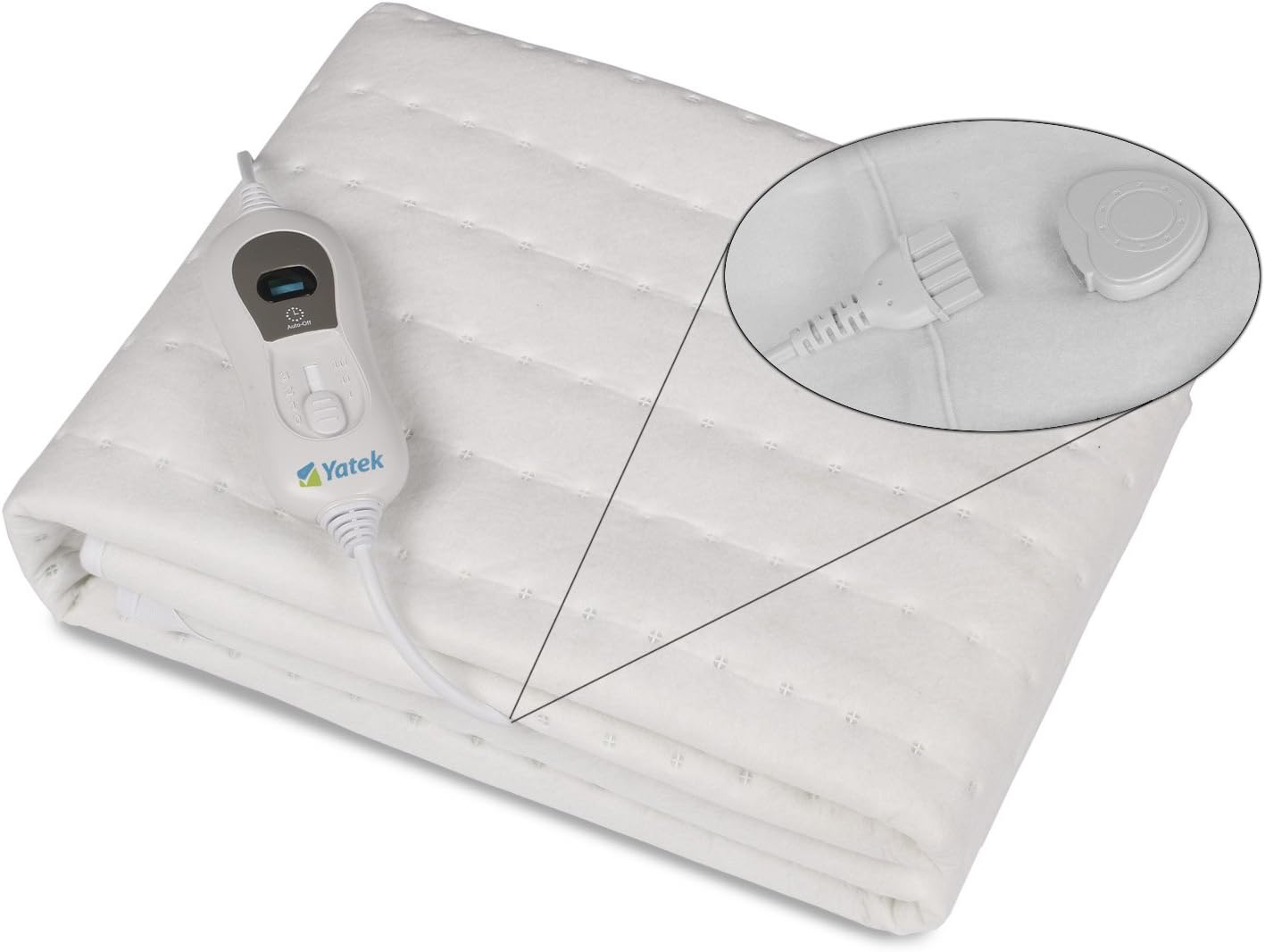 Yatek Wärmeunterbett 150x80 cm elektrisch Heizmatte 60W 3 Heizstufen Überhitzungsschutz Fernbedienung waschbar kuschelig Schlafunterlage Heizauflage Bettwärmer flauschig Polyester Weiß