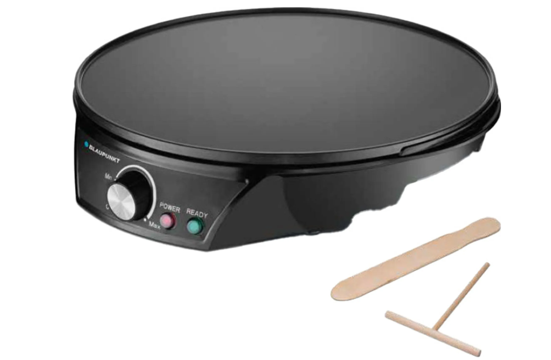Blaupunkt MEN768 Crepes Maker, 1200W Edelstahl Pancake Maker, 3-in-1 Crepes Pfanne, Spiegeleier Bräter, Antihaftbeschichtete Grillplatte, 30 cm Durchmesser, Perfekt für Familienfrühstück, Pancakes, Eier, Crepes