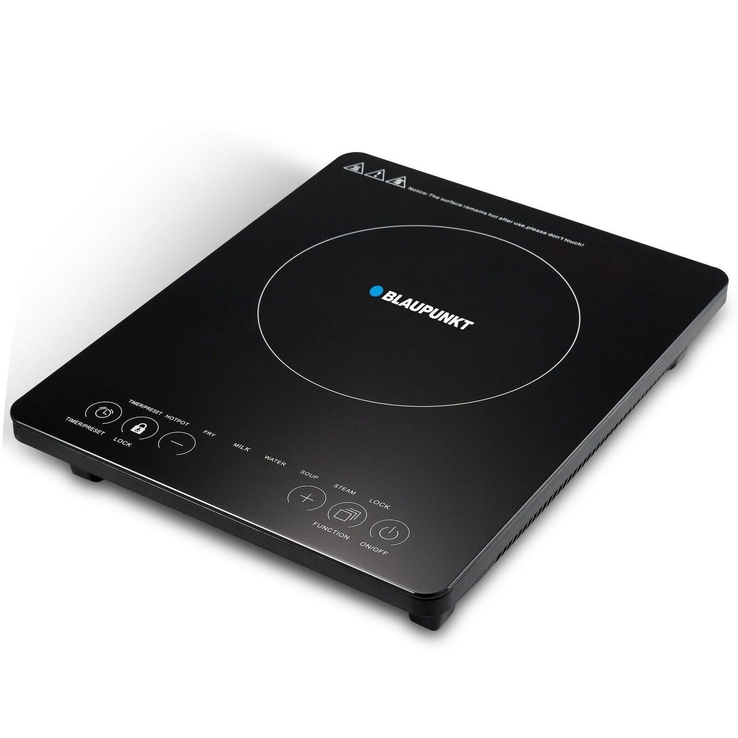 Blaupunkt MEN820 Induktionskochfeld 2000W 1-Platten Standgerät tragbar Schnellstart Sicherheitsfunktionen Touch-Display Glaskeramikplatte Energieeffizient LED-Anzeige Zeitschaltuhr Schwarz