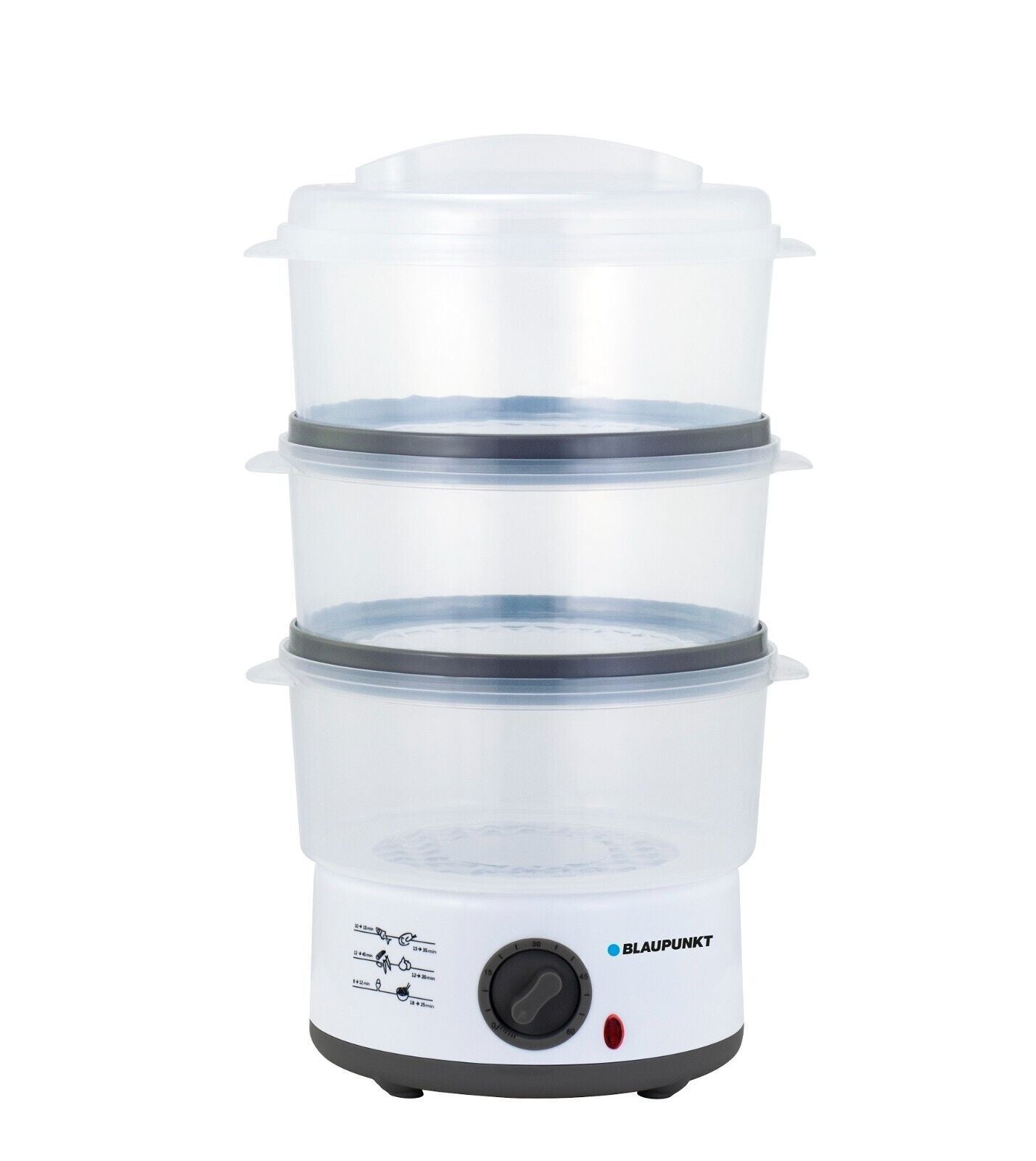 Blaupunkt MEN830 Dampfgarer, 6 Liter, Edelstahl, Schongarer, BPA-frei, Kompakt, Spülmaschinengeeignet, 320 Watt, Warmhaltefunktion, Für 4–5 Personen, Ofenfest, 1 Etage, Temperaturregelung Low/High