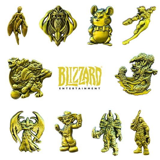Blizzard Series 8 Pin-Set 10-teilig – Offizielles Sammler-Set mit Gold Metall-Emaille-Pins für Overwatch, WoW, StarCraft und Diablo – Limitierte Blizzard Gaming Kollektion mit COA