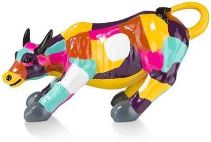 COCOMaison Handbemalte Polyresin „Kämpfender Bulle“ Statue 90 cm bunt, robustes Kunstharz Stier Skulptur, modernes Bull Fighter Design, schwere langlebige Dekoration, künstlerische Figur für Wohnzimmer und Büro