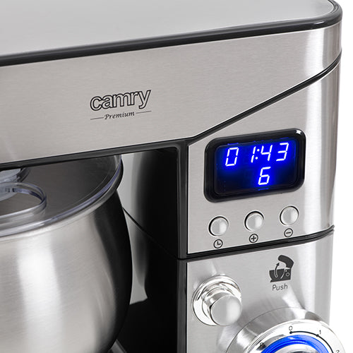 Jung Camry CR4223 1300W Küchenmaschine Planetarisches Rührsystem 5L Edelstahl Rührschüssel mit 6 Geschwindigkeitsstufen und Pulsmodus, Knethaken, Schneebesen, Rührbesen, ideal zum Kneten, Mischen und Schlagen