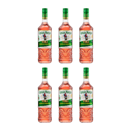 Captain Morgan Tiki Tropical Rum 6er Alkohol Set 700 ml - Mango & Ananas Flavoured Rum mit 25% vol – Exotischer Rum für Cocktails und purer Genuss im praktischen 3er Set für gesellige Anlässe und besondere Momente - Alcohol