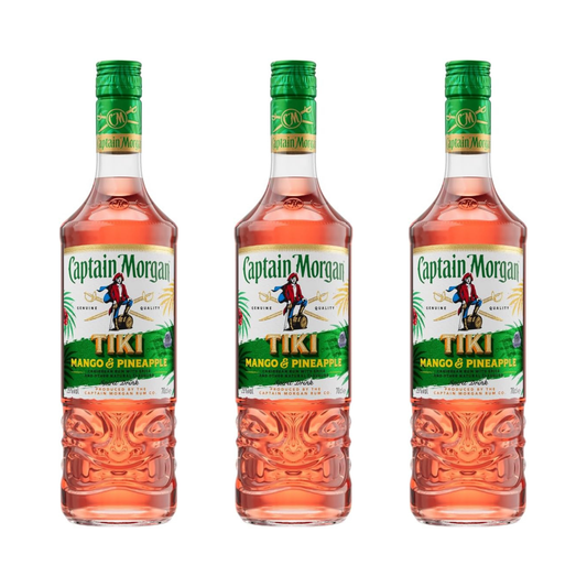 Captain Morgan Tiki Tropical Rum 3er Alkohol Set 700 ml - Mango & Ananas Flavoured Rum mit 25% vol – Exotischer Rum für Cocktails und purer Genuss im praktischen 3er Set für gesellige Anlässe und besondere Momente - Alcohol