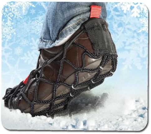 EzyShoes Traction Cleats rutschfeste Überschuhe mit Metallklammern für sicheres Laufen auf Schnee Eis nassen Böden – Schuhketten Überzug für Winter Outdoor Glätte – schwarz – Größe Medium (32–37)