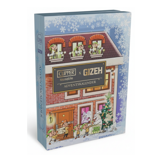 Clipper Adventskalender 2025 mit 24 Clipper Feuerzeugen, limitierte Design-Zusammenstellung, bunte Motive, Geschenkidee, Feuerzeuge Advent Kalender