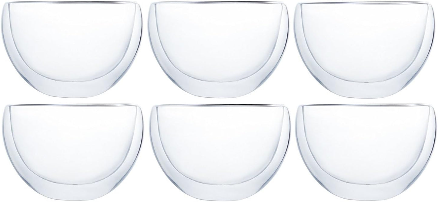 Klasique Doppelwandige Thermogläser 300 ml – Extrabreite, mundgeblasene Borosilikat-Gläser im 6er Set mit Schwebeeffekt, hitzebeständig und spülmaschinengeeignet für Tee, Cocktails und mehr