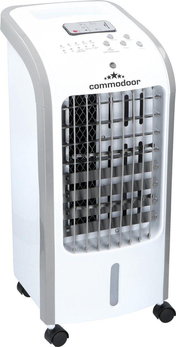 Commodoor Mobile Klimaanlage 80W 4L 3in1 Klimagerät – Luftkühler, Ventilator, Luftbefeuchter mit Fernbedienung, leise & energieeffizient 40dB, 270m³/h