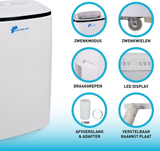 Commodoor Mobile Klimaanlage 16000BTU 40L 3in1 Klimagerät – Luftkühler, Ventilator, Luftbefeuchter mit Fernbedienung, leise & energieeffizient 65dB