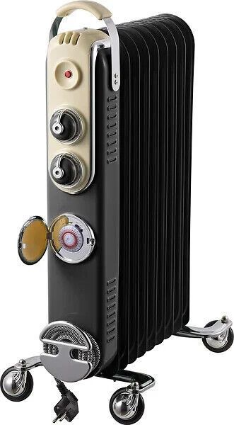 DREXON 802000 AXOS Hochleistungs Öl-Radiator Heizkörper 2000W Heizgerät mit Thermostat, mobiler Öl-Heizkörper mit Kippschutz & Überhitzungsschutz für Wohnräume Büro Werkstatt Heizung