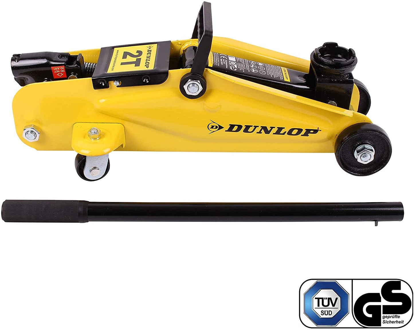 DUNLOP Hydraulischer Rangierwagenheber 2T, TÜV geprüft, Hydraulischer Wagenheber für Auto, SUV, Transporter, 360° drehbare Auflagefläche, Leichter und kompakter Wagenheber, Werkstattwagenheber, Tragkraft bis 2000kg