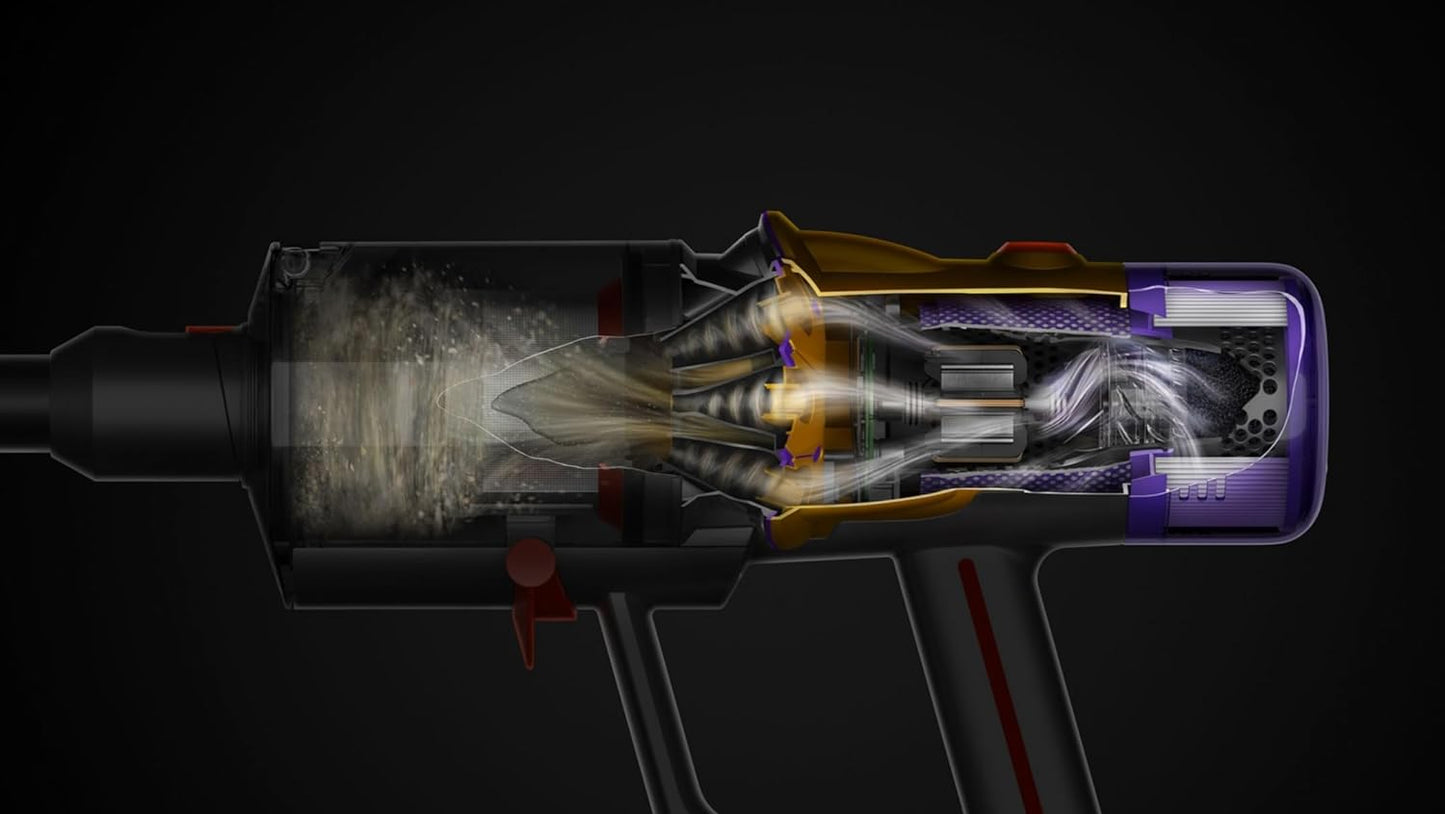 Dyson V15 Detect Total Clean HEPA-Staubsauger mit Partikelsensor, LCD-Display, Fluffy Bodendüse mit Licht, 240 AW Saugleistung, kabellos, Handstaubsauger & Tierhaarentferner Set