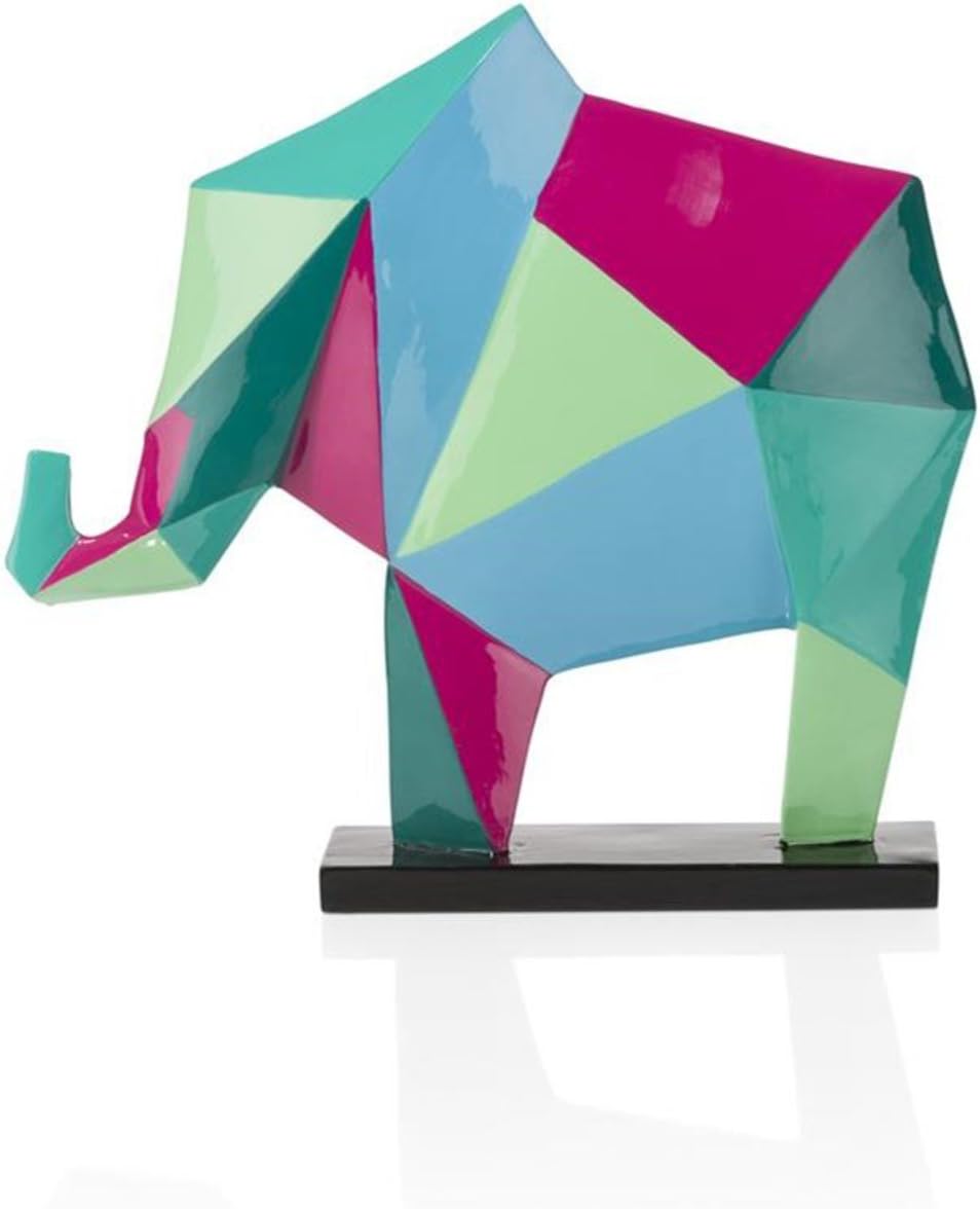CocoMaison Elefant Skulptur 37 cm – Handbemalte Polyresin Statue auf Sockel – Bunte Elefantenfigur als moderne spirituelle Deko für Wohnzimmer, Flur, Büro und Geschenkideen