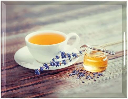 Emsa Tablett 517744 Extrem robustes, kratzfestes und langlebiges, mit dekorativem Teetassen-Motiv, stabiles und belastbares Kunststoff-Serviertablett im Classic Landhausstil, multifunktionales Küchen- und Serviertablett 40 x 31 cm