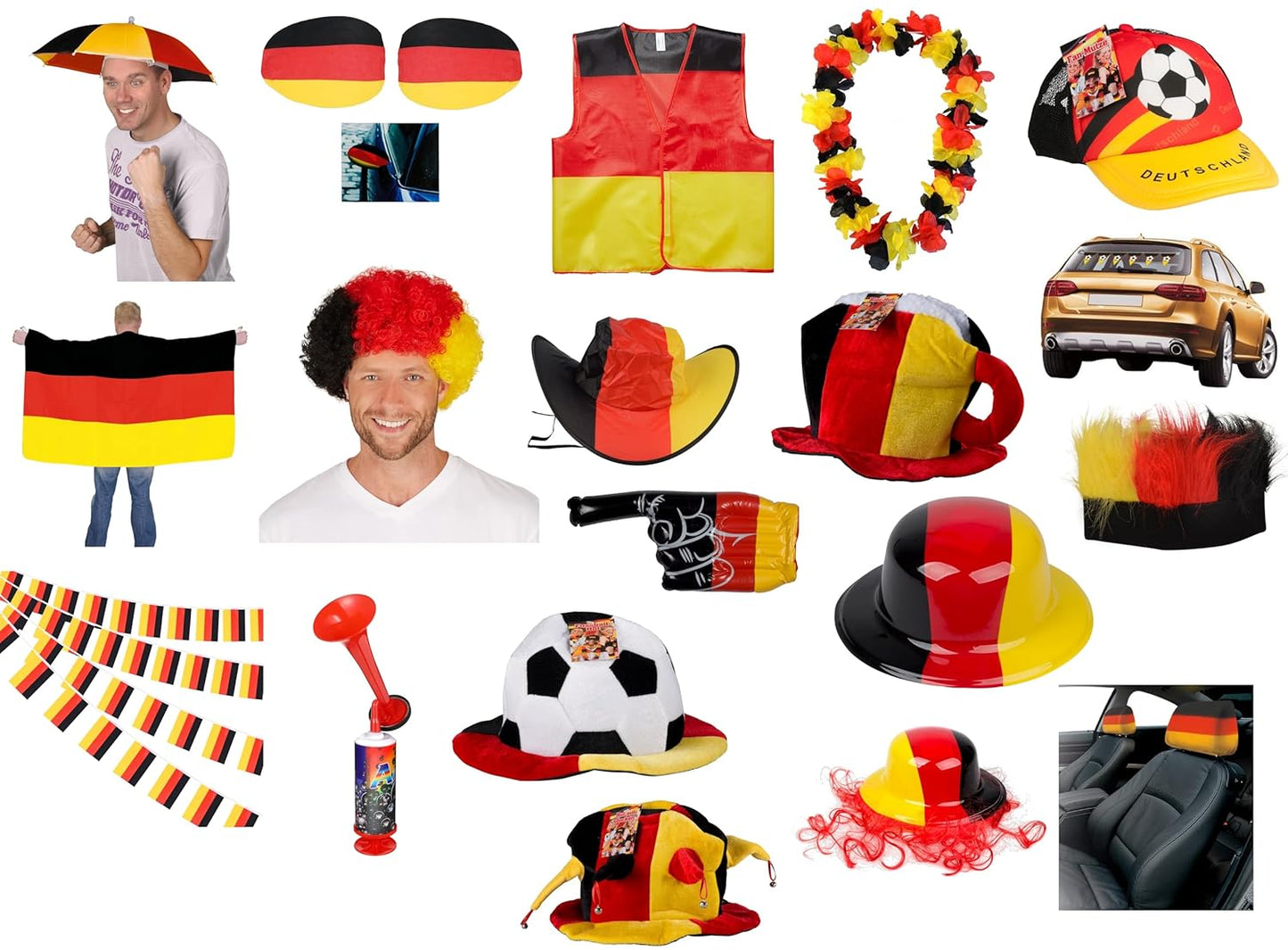 JUNG Filzhut Cowboy Design Deutschland Fußball EM 2024 Fan Schwarz Rot Gold – Einheitsgröße für Damen und Herren – Deutsches Flaggen Design, ideales Fanaccessoire für die Europameisterschaft 2024