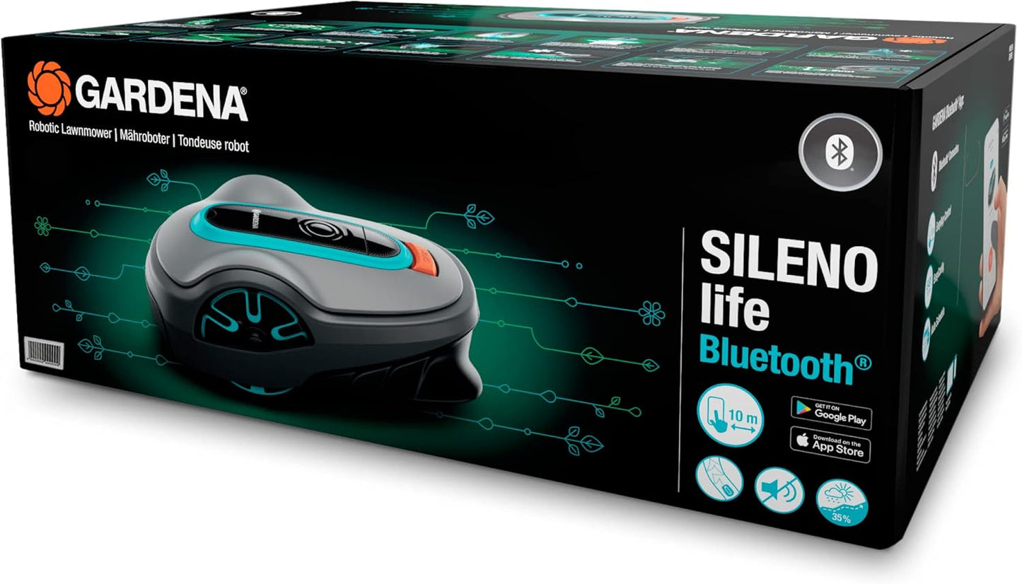 Gardena SILENO Life: Mähroboter für Rasenflächen bis 750 m², Bluetooth-App bedienbar, Easy-Passage-Funktion, mit 57 db(A) sehr leise, Steigungen bis zu 35 Prozent, mäht bei jedem Wetter (15101-20)