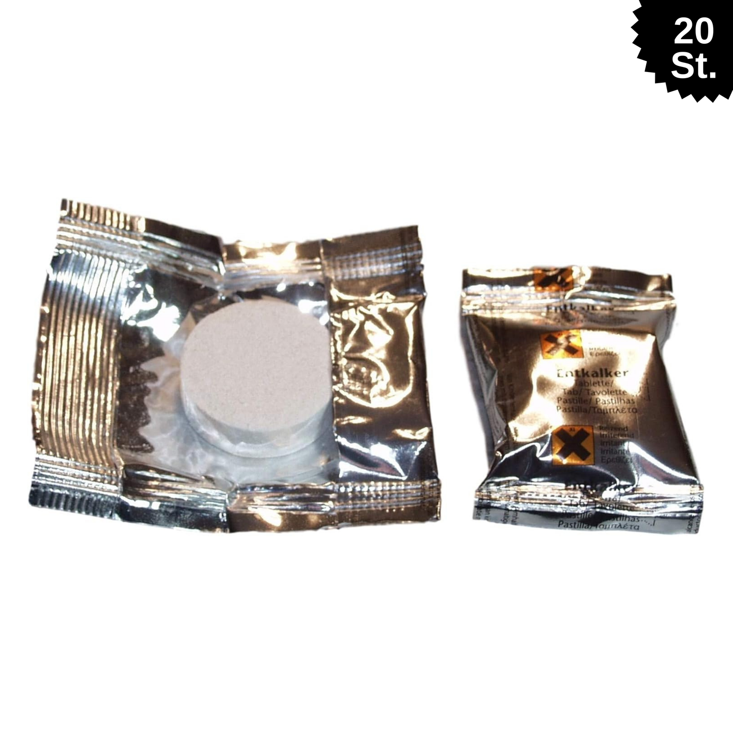 Gastro-Service Entkalkertabletten – 20 Stück, biologisch abbaubar mit Zitronensäure, chlorfrei, geruchsarm – Entkalker für JURA, Saeco, DeLonghi & andere Kaffeemaschinen, einfache Anwendung & umweltfreundlich