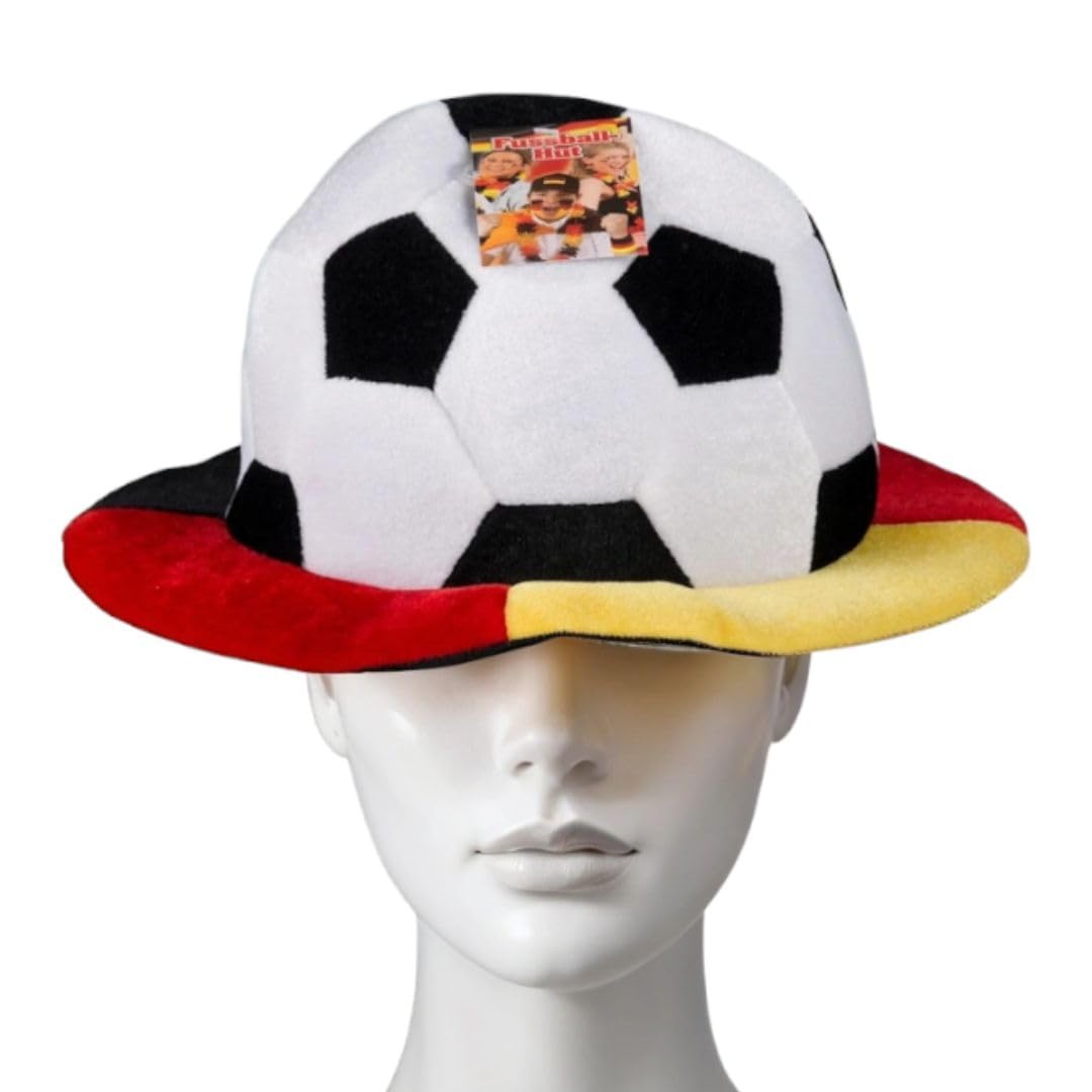 JUNG Fußballhut Deutschlandfarben EM 2024 – Fan-Hut Schwarz Rot Gold für Damen & Herren, Public Viewing Accessoire, Europameisterschaft Fanartikel, Unisex Fan-Kopfbedeckung, Fanpaket Hut