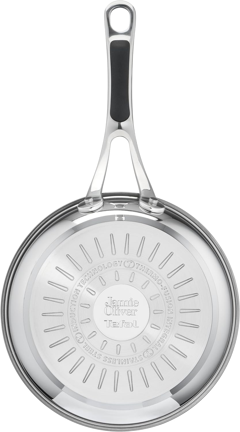 Tefal E30602  Jamie Oliver Cook's Classic Pfanne 20 cm |Edelstahl mit Titanium 3X Antihaftversiegelung, Thermo-Signal™, Induktionsgeeignet, Ofenfest bis 210°C, Ergonomischer Edelstahlgriff mit Silikoneinlage