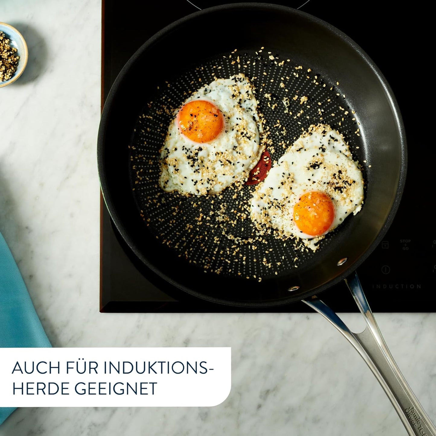 Tefal E30602  Jamie Oliver Cook's Classic Pfanne 20 cm |Edelstahl mit Titanium 3X Antihaftversiegelung, Thermo-Signal™, Induktionsgeeignet, Ofenfest bis 210°C, Ergonomischer Edelstahlgriff mit Silikoneinlage