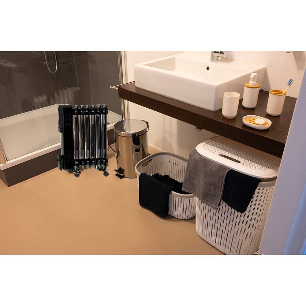 JUNG DREXON BAB85S Mini Ölradiator 850W Elektroheizung Heizkörper für Innenräume, kompakte elektrische Raumheizung, leiser Öl-Heizkörper mit Thermostat, Heizgerät für 15m²