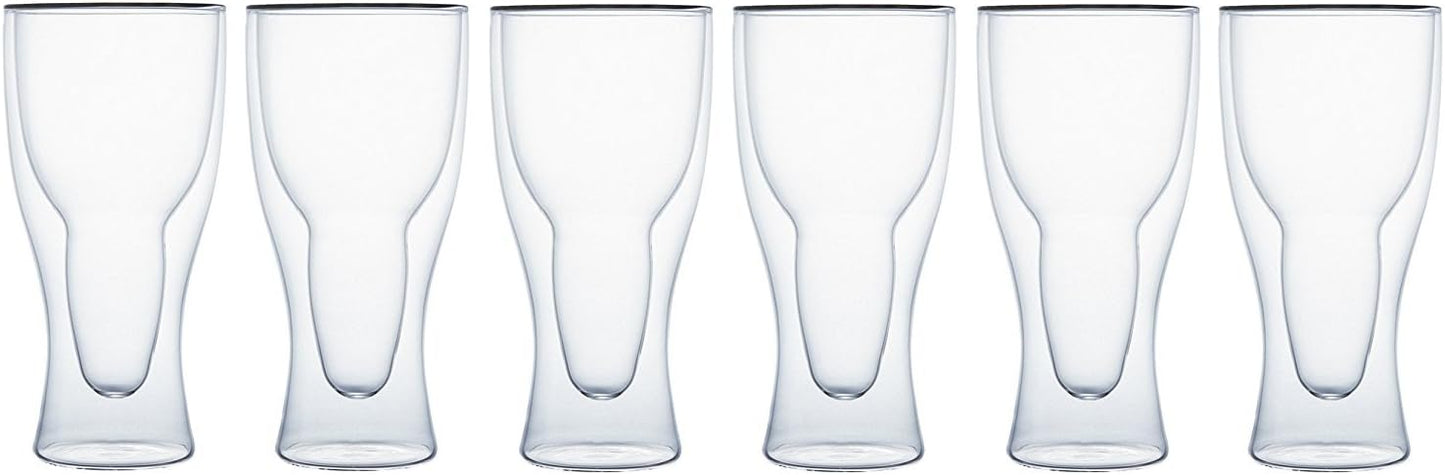 Klasique Doppelwandige Latte Macchiato Gläser 400ml, 6er Set, Thermogläser Schwebeeffekt, Borosilikatglas, hitzebeständig, Cappuccino Gläser