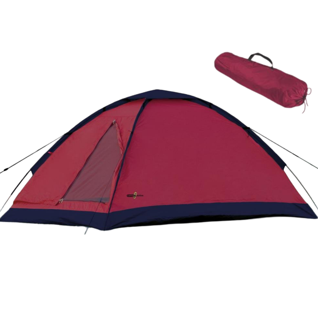 JUNG Kuppelzelt 2 Person 200x120cm Zelt Rot Leicht Robust Wetterfest Campingzelt Reisezelt Familienzelt Einfach Aufzubauen Vielseitig Camping Wandern