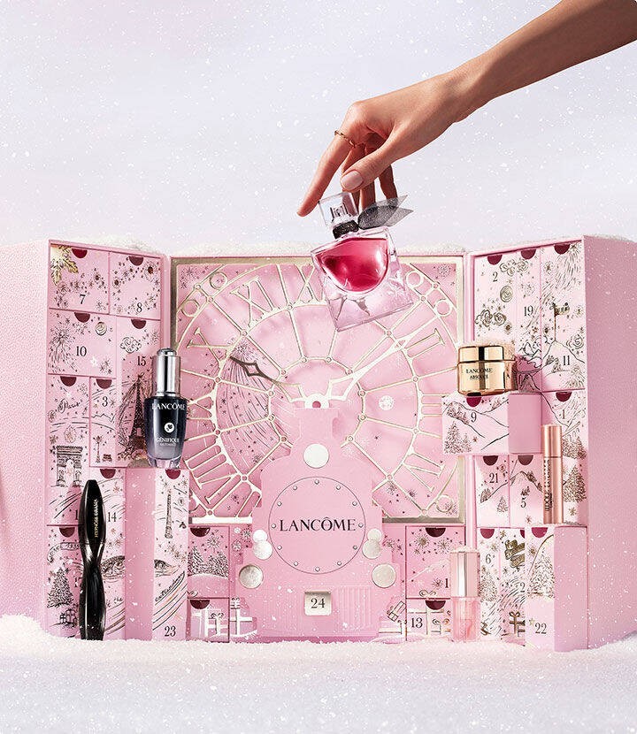 Lancome Beauty Frauen Adventskalender 2025 Luxus Hautpflege Make-up Parfum Lipsticks Eye Cream Mascara Serum Body Lotion Mini Düfte Exklusive Reisegrößen Mädchen und Damen Advent Kalender
