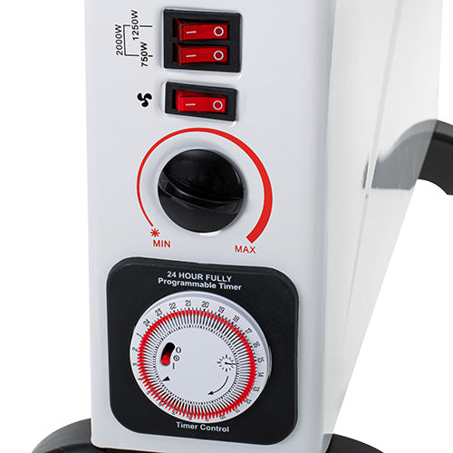 Jung Mesko MS7741 Kompakter Konvektor-Heizkörper mit Turbo-Ventilator und 24-Stunden-Timer für schnelle Wärmeverteilung – 2000W – Weiß, Kompakter Heizkörper mit Thermostat und Sicherheitsfunktionen